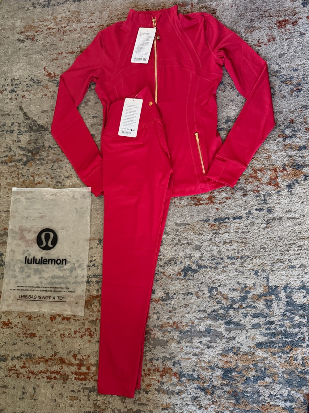 Lululemon Red  Full-Zip Jacket & Leggings Set size 10 - Picture 8 of 11